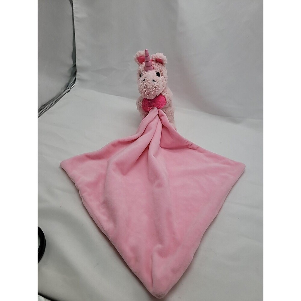 Waddle and Friends Unicorn Pink  Security Blanket Lovey Rattle Plush 12" X 12"